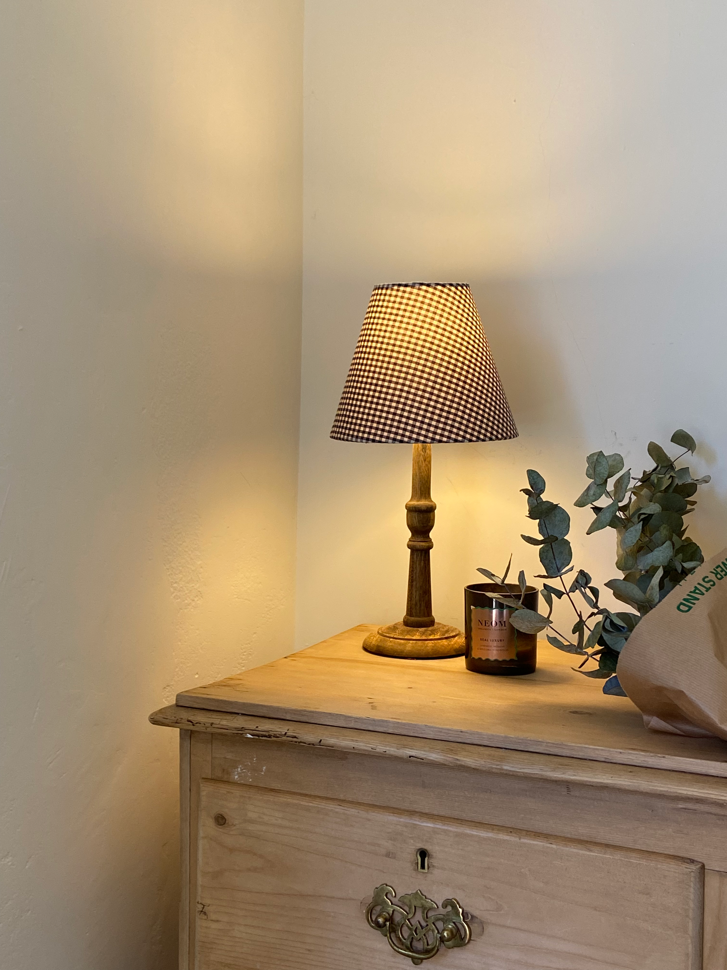 Black and white gingham lampshade