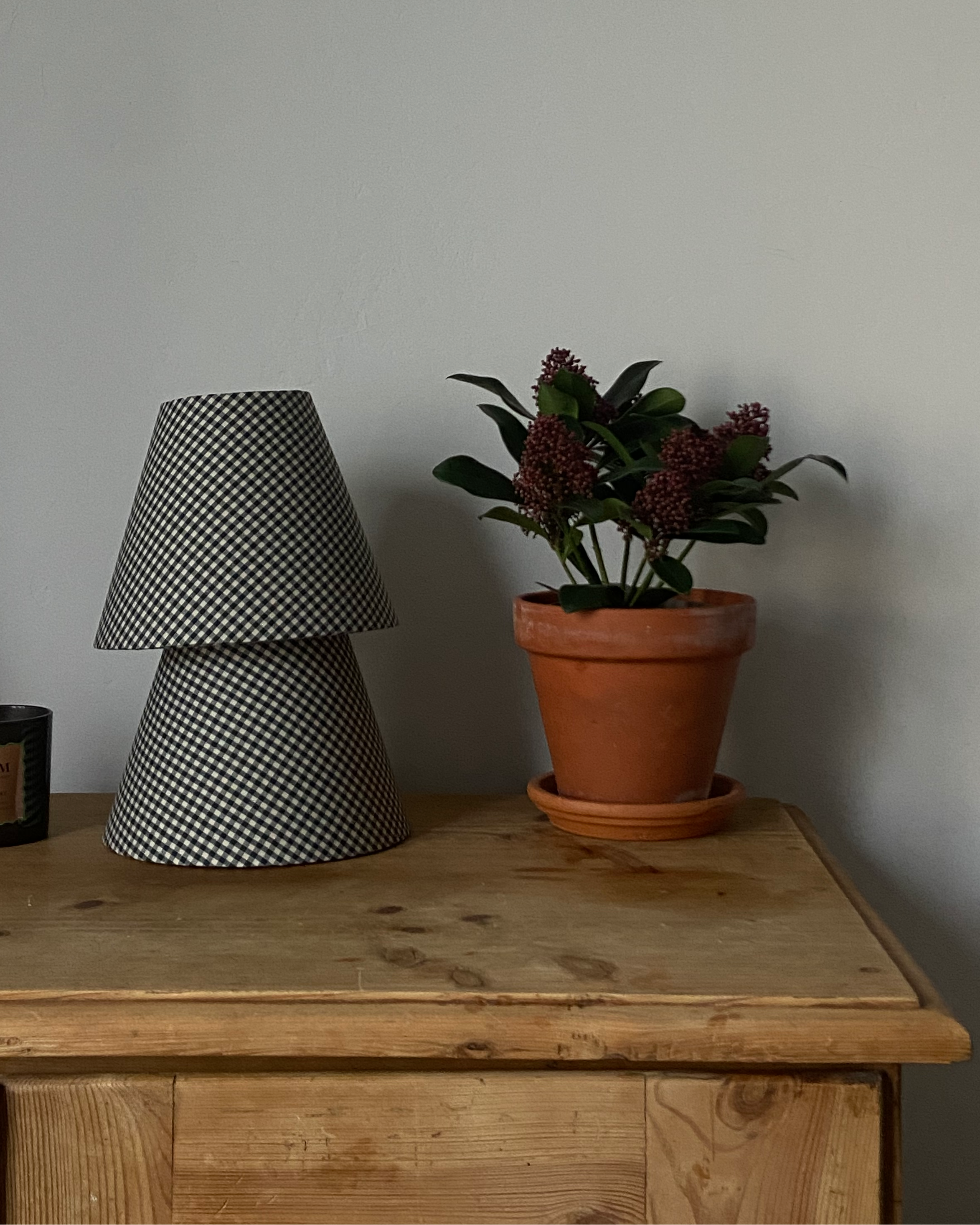 Clementine green gingham lampshade